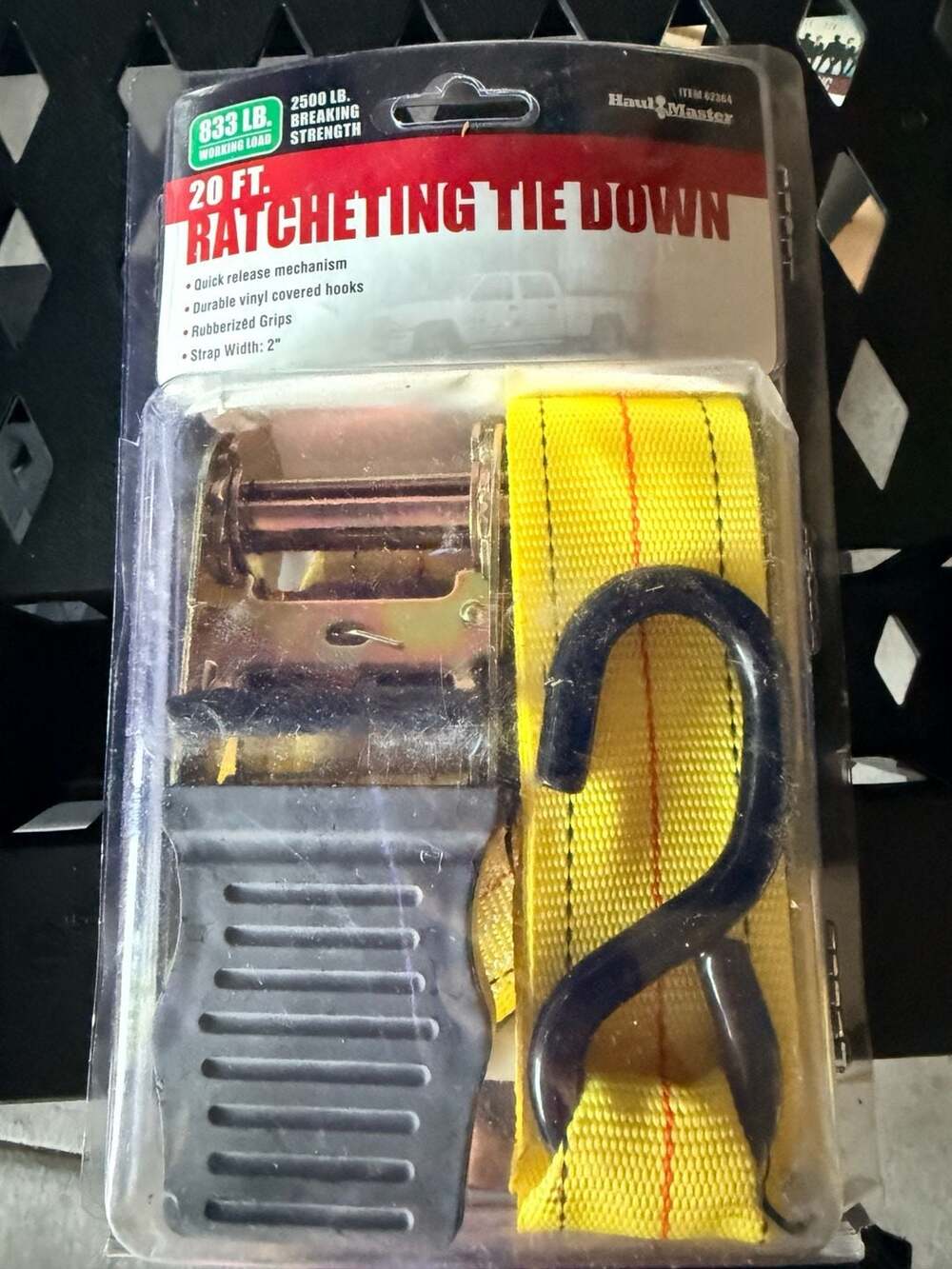 Haul Master 20 Ft. Ratcheting Tie Down Size 2 Inch 833 Lb.